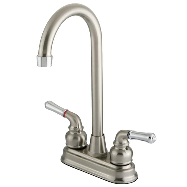 Two-Handle, 4" Centerset Bar Faucet, Brushed Nickel/Chrome